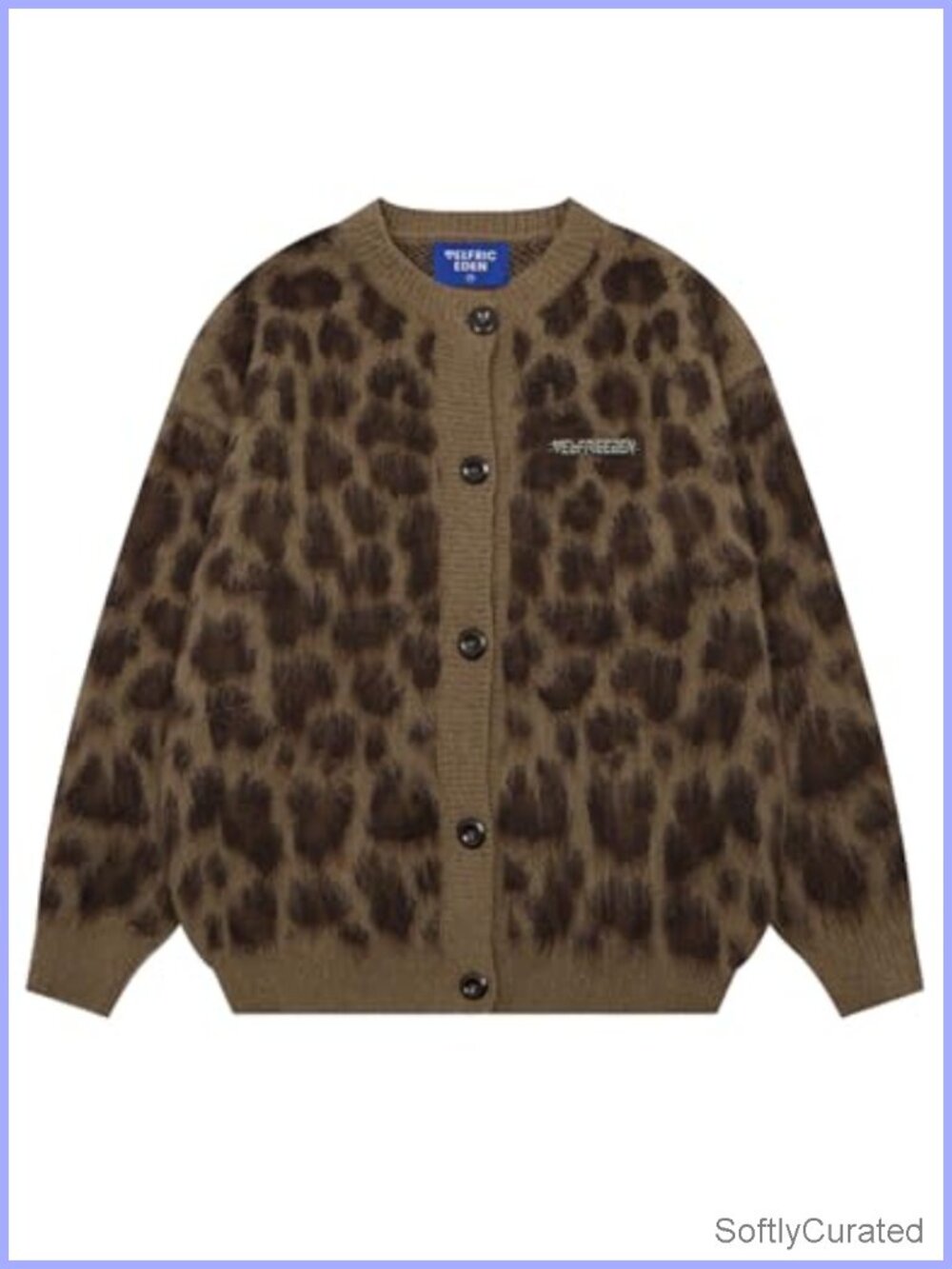 Oversized Leopard Print Cardigan Crewneck Button Down Long Sleeve